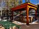 Outdoor grilling area with built in grill, counter space, and picnic table at 305 S Park Ave # 402, Breckenridge, CO 80424