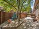 Side yard with gravel landscaping, fencing and trees at 1011 N Pennsylvania St # H, Denver, CO 80203