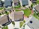 Expansive aerial view of manicured lawn with gardens and trees surrounding a modern home with neutral tones and landscaping at 5929 Echo Hollow St, Castle Rock, CO 80104