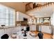 Eat-in kitchen features white cabinets, stainless appliances, and a lofted upper level at 3644 Rosewalk Cir, Highlands Ranch, CO 80129