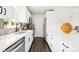 Modern kitchen featuring white cabinets, stainless steel appliances, and elegant countertops at 2875 Leyden St, Denver, CO 80207