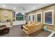 Cozy living room with a plush sofa, built-in shelving, and large windows at 11345 W 38Th Ave, Wheat Ridge, CO 80033