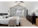 Spacious main bedroom with vaulted ceiling, neutral carpet, and large window with natural light at 11722 W Belmont Pl, Littleton, CO 80127