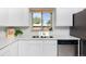 Modern kitchen featuring stainless steel sink, dishwasher and white cabinets at 5915 W 5Th Ave, Lakewood, CO 80226