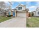 Charming home with a two-car garage, blue front door, and well-maintained lawn at 116 S Lindsey St, Castle Rock, CO 80104