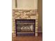 Close-up of a stunning stone fireplace with a glass front at 785 Century Ln, Monument, CO 80132