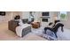 Cozy basement living area with modern furnishings, fireplace, and plush seating at 960 Promontory Cir, Elizabeth, CO 80107