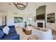 Cozy living room boasting a fireplace, comfortable seating, and large windows for natural light at 960 Promontory Cir, Elizabeth, CO 80107