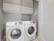 Convenient laundry room featuring Samsung washer and dryer and white shelving at 2724 Federal Blvd # 2, Denver, CO 80211