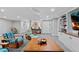 Cozy living room featuring comfortable seating around a wooden coffee table, with built-in shelving and recessed lighting at 13 Pinyon Pine Rd, Littleton, CO 80127