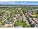 Aerial view showcases the property's location with nearby buildings, lake, and a long road at 5127 Lowell Blvd, Denver, CO 80221