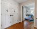 Inviting entryway featuring hardwood floors and a double door with glass panels at 6918 E Easter, Centennial, CO 80112