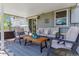 Cozy outdoor patio featuring comfortable seating with throw pillows and a relaxing ambiance at 6918 E Easter Pl, Centennial, CO 80112