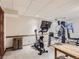 Basement gym area with exercise bike, weight machine, and ample workout space at 1540 W Briarwood Ave, Littleton, CO 80120