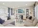 Inviting living room with a brick fireplace, built-in shelving, and comfortable seating, perfect for relaxation at 25548 E Fair Dr, Aurora, CO 80016