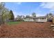 Large backyard with grass, mulch, wood fencing, and mature trees at 712 S Longmont Ave, Lafayette, CO 80026