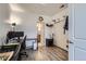 Office space features two desks, hardwood floors, and easy access to a nearby bathroom and closet at 4100 Albion St # 221, Denver, CO 80216
