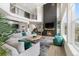 Spacious living room featuring a fireplace, high ceilings, and an open staircase at 27250 E Nova Cir, Aurora, CO 80016