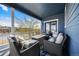 Covered back porch with comfortable seating, perfect for relaxing outdoors at 5965 Hanover St, Denver, CO 80238