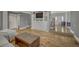 Spacious living room with hardwood floors, built-in shelves, and ample space for entertaining guests at 7444 S Milwaukee Ct, Centennial, CO 80122