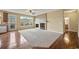 Spacious living room with a fireplace, a large carpeted area, and access to the kitchen at 11704 Hale Ct, Parker, CO 80138