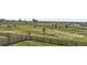 Scenic backyard view with a wooden fence, lush greenery, and distant houses at 1063 Gianna Ave, Fort Lupton, CO 80621