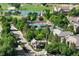 Gated community with pool, tennis courts, and golf course views in an aerial photograph at 9151 E Harvard Ave, Denver, CO 80231