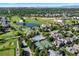 A lovely aerial view of the neighborhood, which includes a pool, tennis court and golf course at 9151 E Harvard Ave, Denver, CO 80231