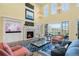 Spacious living room with a fireplace and large windows offering lots of natural light at 9151 E Harvard Ave, Denver, CO 80231