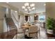 Cozy dining room with a round table, chandelier, and hardwood floors, near the kitchen at 7887 Vallagio Ln, Englewood, CO 80112