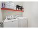Functional laundry room with modern washer and dryer, plus ample storage space at 8381 E 29Th Ave, Denver, CO 80238