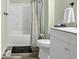 Bathroom featuring a shower, new toilet and modern sink with a stylish floor at 616 N Brentwood Ct, Castle Rock, CO 80104