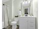 Bathroom featuring a modern vanity and new fixtures, with stylish flooring and a shower at 616 N Brentwood Ct, Castle Rock, CO 80104