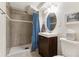 Bathroom featuring a stand-up shower, vanity, and elegant finishes providing a relaxing experience at 794 S Ivy St, Denver, CO 80224