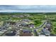 Panoramic aerial view of a residential community surrounded by open green spaces at 6950 Hidden Cove Ct, Castle Pines, CO 80108
