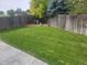 A grassy backyard enclosed by a wood fence, offering a secure outdoor space at 6123 S Quemoy Way, Aurora, CO 80015