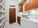 Functional laundry room with modern appliances, counter space, and ample storage at 50 S Eudora St, Denver, CO 80246