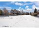 Large backyard covered in snow with a view of the house at 1021 Neptunite Pl, Castle Rock, CO 80108