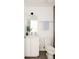 Well-lit bathroom with a modern vanity, stylish mirror, and sleek fixtures for a fresh, minimalist design at 3233 Tejon St # 103, Denver, CO 80211