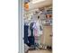 Well-organized closet with shelves and hanging space, ideal for storage at 10824 Quail Ridge Dr, Parker, CO 80138