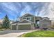 Inviting two-story home with a three-car garage and beautiful brick and siding accents at 10824 Quail Ridge Dr, Parker, CO 80138