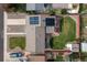 This aerial view showcases a well-maintained backyard, solar panels and thoughtful landscaping at 7286 Wolff St, Westminster, CO 80030