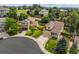 Aerial view of a neighborhood showcasing well-maintained homes, and mature trees at 10530 Mount Columbia Pl, Parker, CO 80138