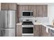 Modern kitchen featuring stainless steel appliances and elegant wood cabinetry at 4485 Tennyson St # 5, Denver, CO 80212