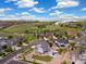 Aerial view showcasing a well-planned community with green spaces, a lake, and modern homes at 6692 S Robertsdale Way, Aurora, CO 80016