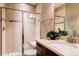 Clean bathroom with shower and single vanity at 370 S Glencoe St, Denver, CO 80246