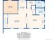 Home floor plan with dimensions of living room, kitchen, bedrooms, dining area, pantry, bath and laundry at 31551 Black Widow Dr, Conifer, CO 80433