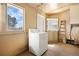 This is a utility room, including a laundry dryer and window at 2146 Federal Blvd, Denver, CO 80211