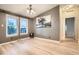 Dining area with natural light, hardwood floors, and neutral colors at 1062 Pinon Ln, Elizabeth, CO 80107