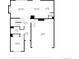 Floor plan of the main level, showing kitchen, living room, bedroom, and garage layout with dimensions at 2186 Prairie Smoke Dr, Monument, CO 80132